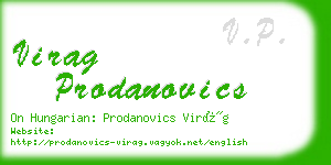 virag prodanovics business card